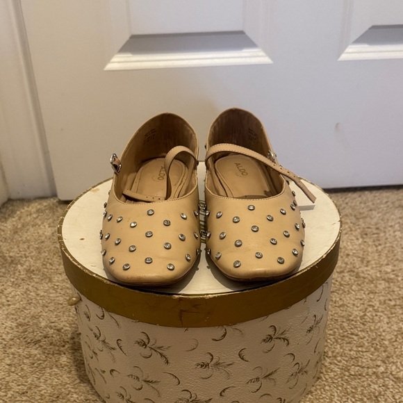 Aldo Shoes - Aldo beige and sparkly stud ballet flat